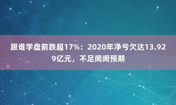 跟谁学盘前跌超17%：2020年净亏欠达13.929亿元，不足阛阓预期